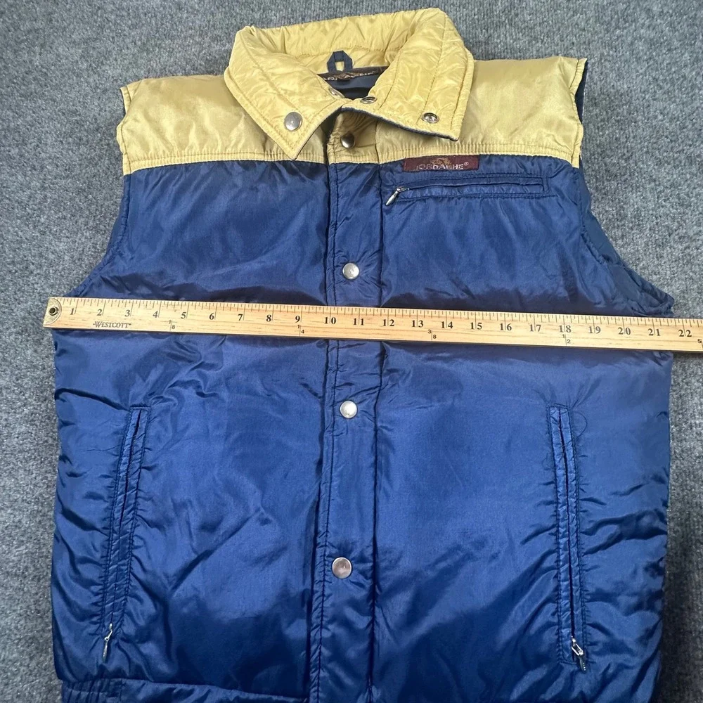Vintage 70s 80s Jordache Canvas Puffer Vest Men's Medium Blue‎ Yellow